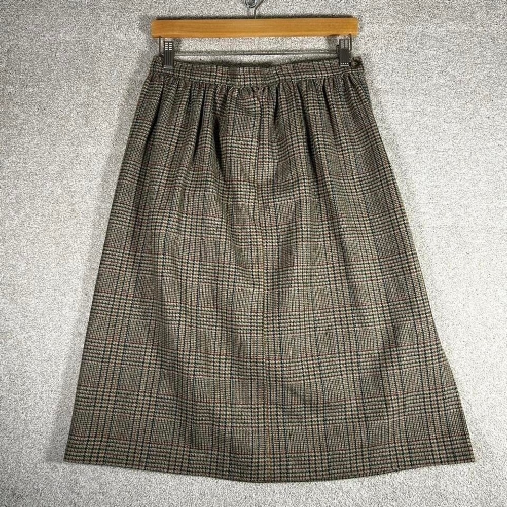 Women's true vintage 70s Jantzen brown plaid midi coquette skirt Size 14
